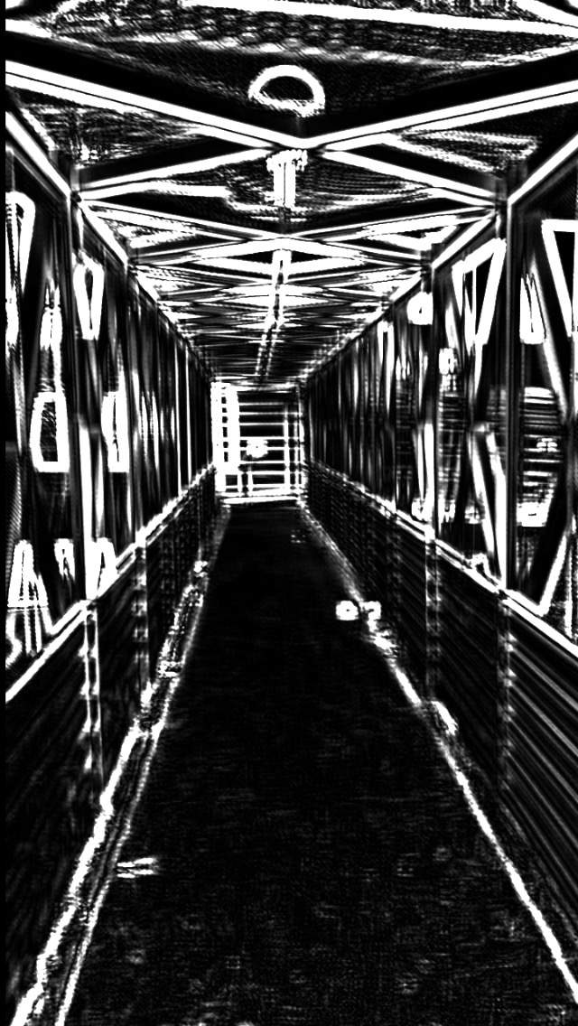 stylized black and white image of a bridge