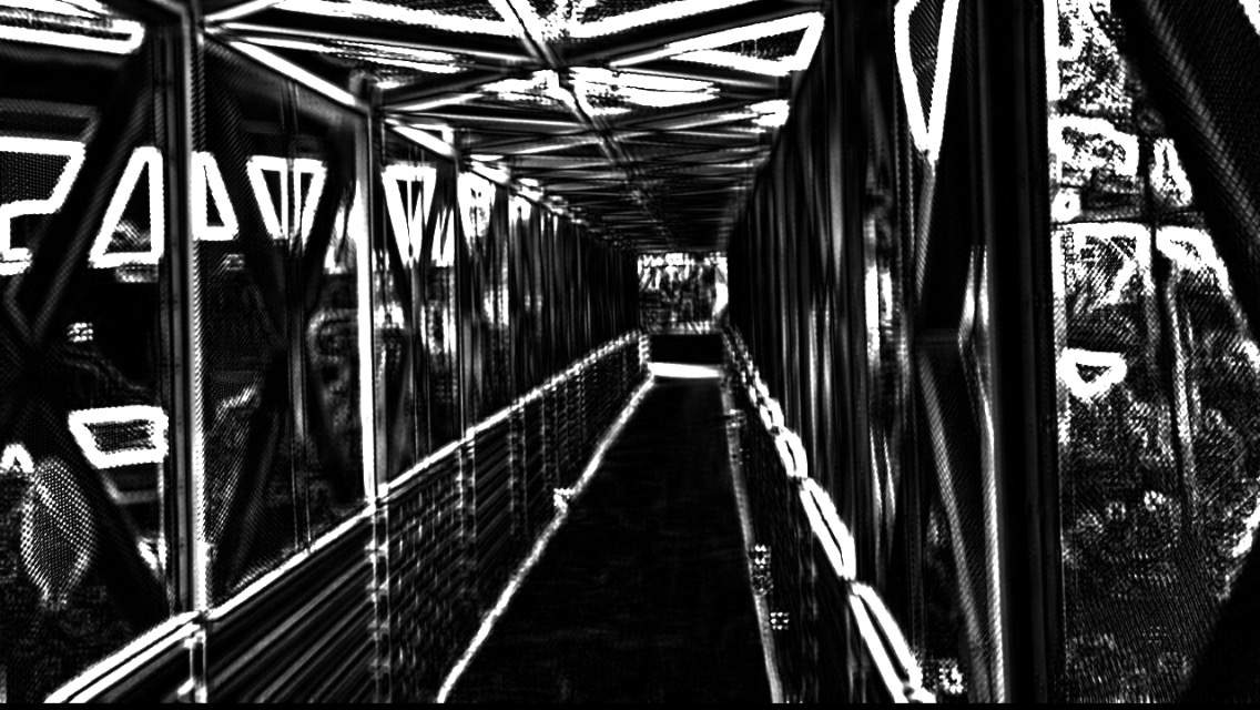 stylized black and white image of a bridge