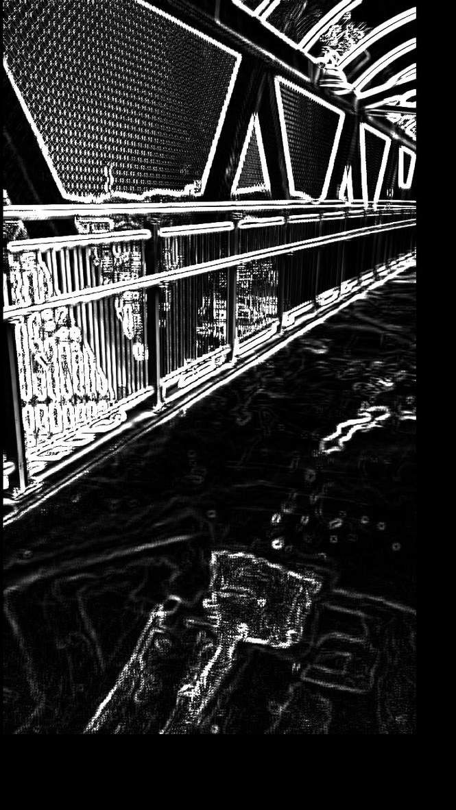 stylized black and white image of a bridge