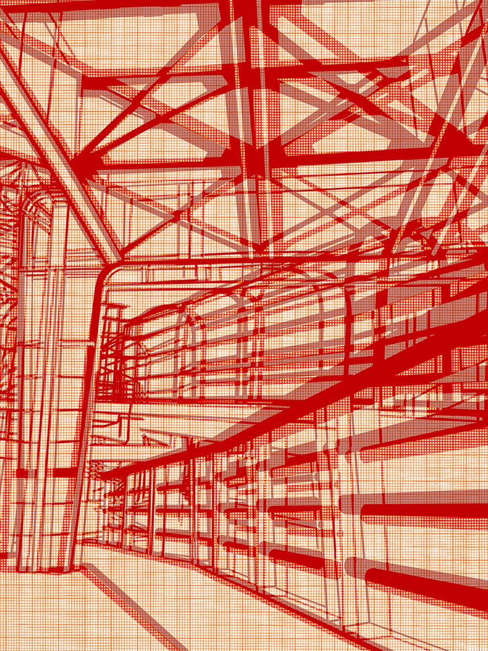 red line architectural drawing of the Buenavista Footbridge