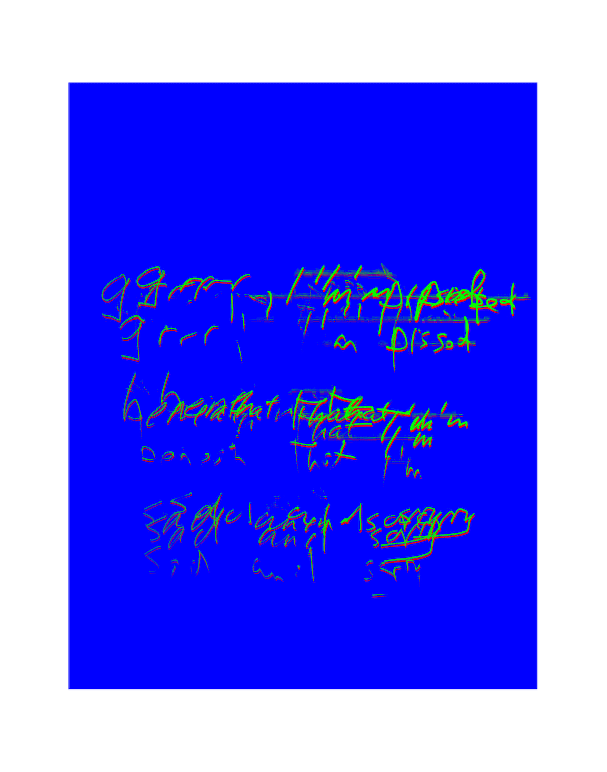digital artwork of distorted text saying grrrr I'm pissed, over a blue background