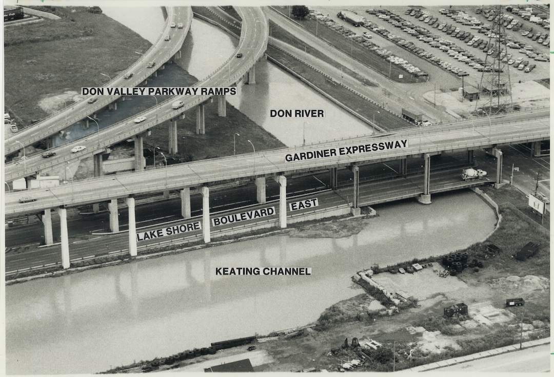 labelled photo of the keating channel flood area