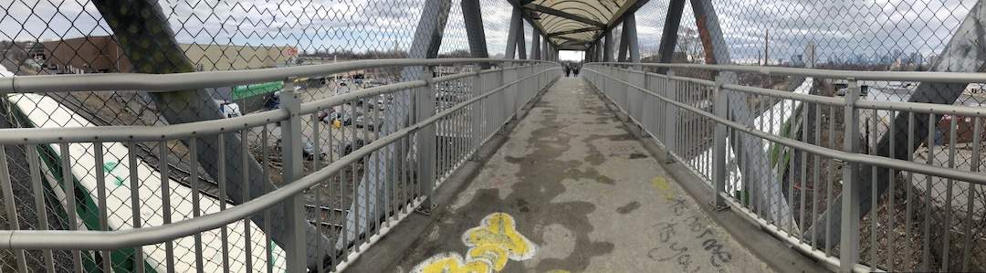 Google maps street view of the gerrard street footbridge