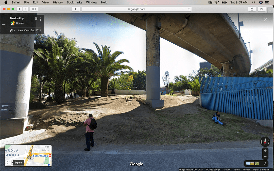 Google maps street view of underneath an overpass