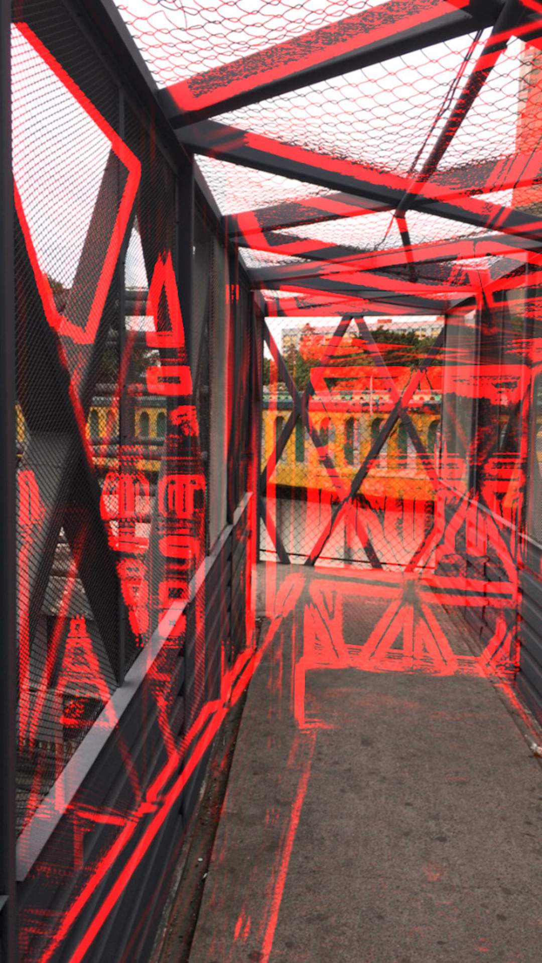 image of a bridge with a red overlay tracing the lines